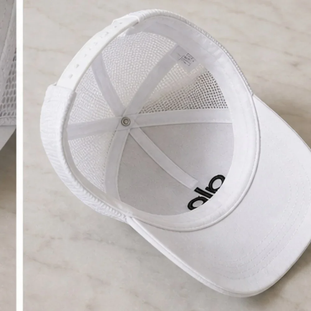 ALO Yoga White Black Boutique Mesh Trucker Cap Hat NWT